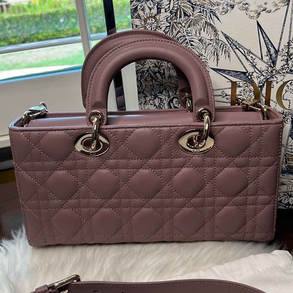 Dior Medium Lady D-Joy Bag Peony Pink Cannage Lambskin NWT Shoulder/Crossbody - Picture 3 of 17